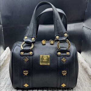 MCM Studded Boston Bag